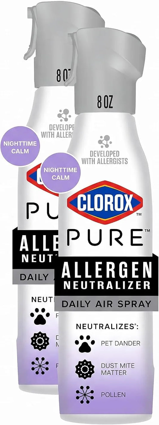 Clorox PURE Allergen Neutralizer Daily Air Spray, Nighttime Calm, 8 Ounces (Pack of 2)