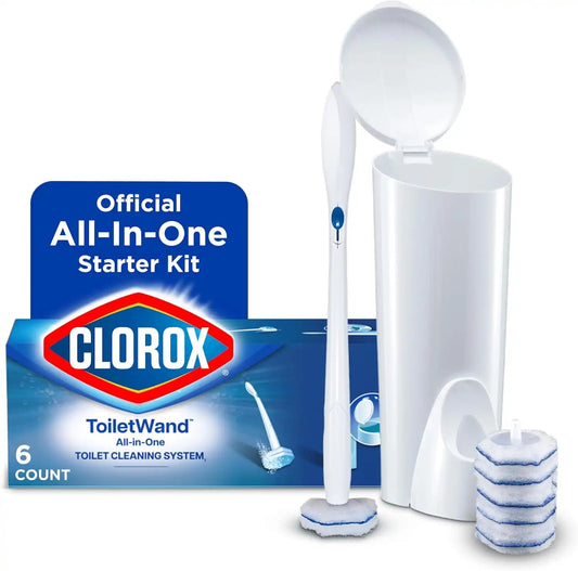 Clorox ToiletWand Toilet Cleaning Starter Kit, 1 Kit with 6 Refill Heads