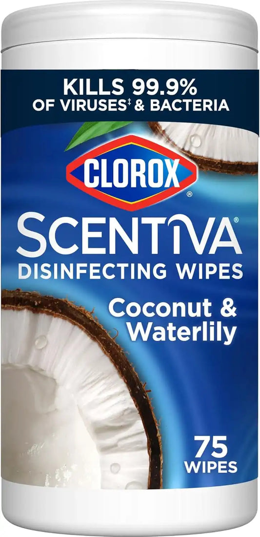 Clorox Scentiva Disinfecting Wipes, Coconut and Waterlily, 75 Ct.