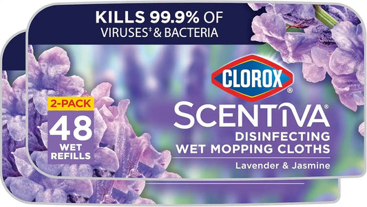 Clorox Scentiva Disinfecting Wet Mopping Cloths, 24 Ct., 2 Pack