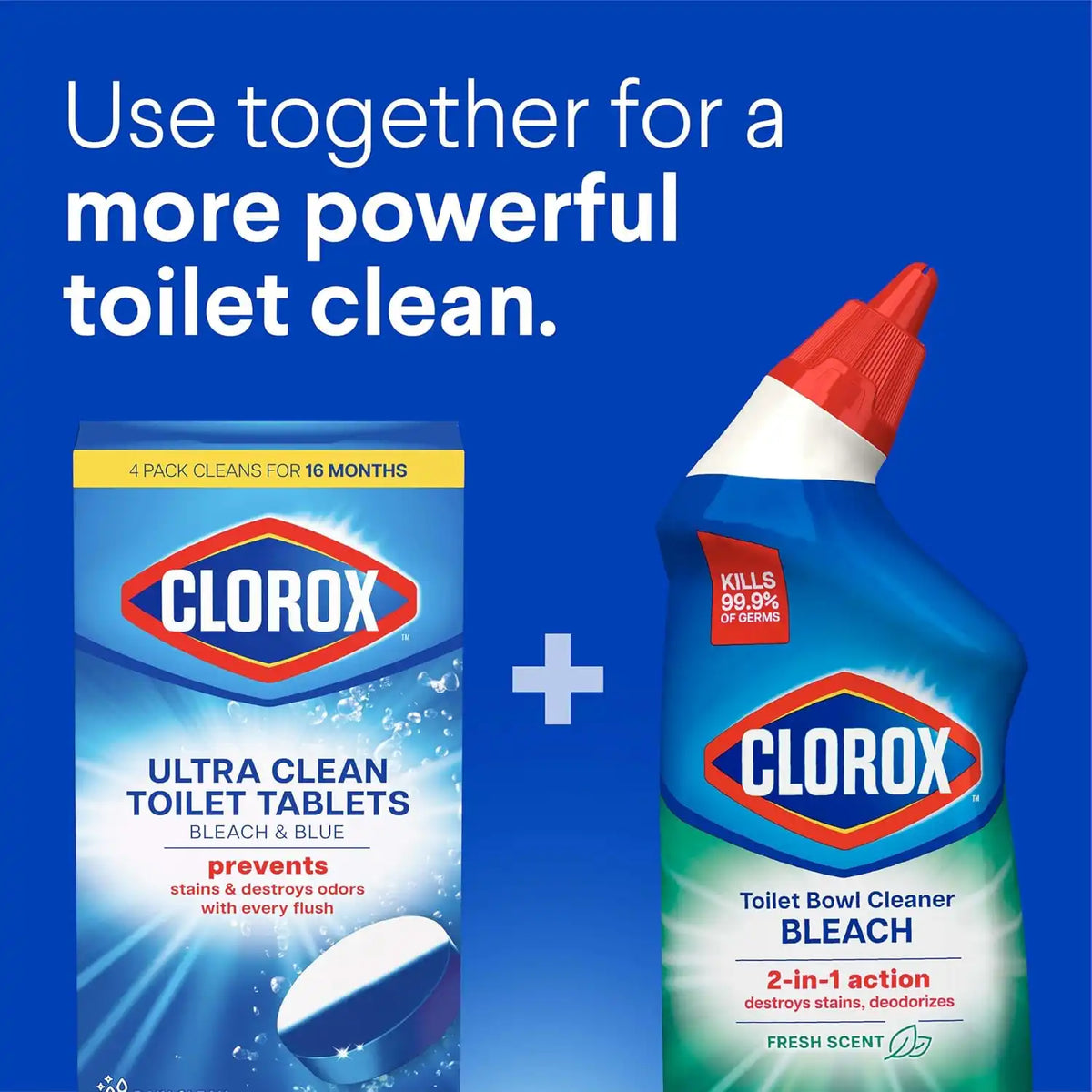 Clorox Ultra Clean Toilet Tablets Bleach & Blue, 2.47 oz., 4 Ct.