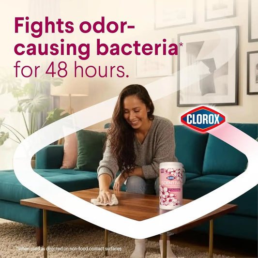 Clorox Scentiva Disinfecting Wipes, Cherry Blossom and Peach, Antibacterial, 75 Count (Pack of 3)