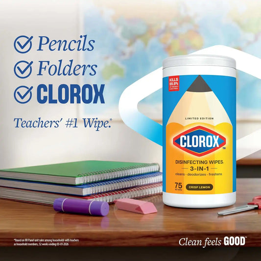 Clorox Disinfecting Wipes Back to School Variety Pack, 75 Count Each, Pack of 2 (Package May Vary)