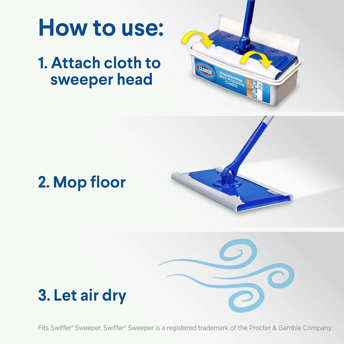 Clorox Disinfecting Wet Mopping Cloths, Rain Clean, 24 Ct., 2 Pack