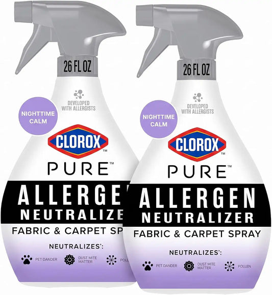 Clorox PURE Allergen Neutralizer Fabric and Carpet Spray, Nighttime Calm, 26 Fluid Ounces (Pack of 2)