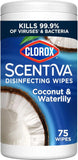 Clorox Scentiva Disinfecting Wipes, Coconut and Waterlily, 75 Ct.