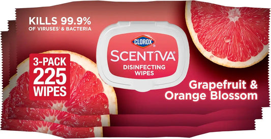 Clorox Scentiva Disinfecting Wipes, Grapefruit and Orange, 75 Ct., 3 Pack