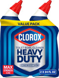 Clorox Toilet Bowl Cleaner Heavy-Duty Gel, Arctic Clean, Bleach-Free Stain Remover, Kills 99.9% of Germs, 24 oz, Pack of 2