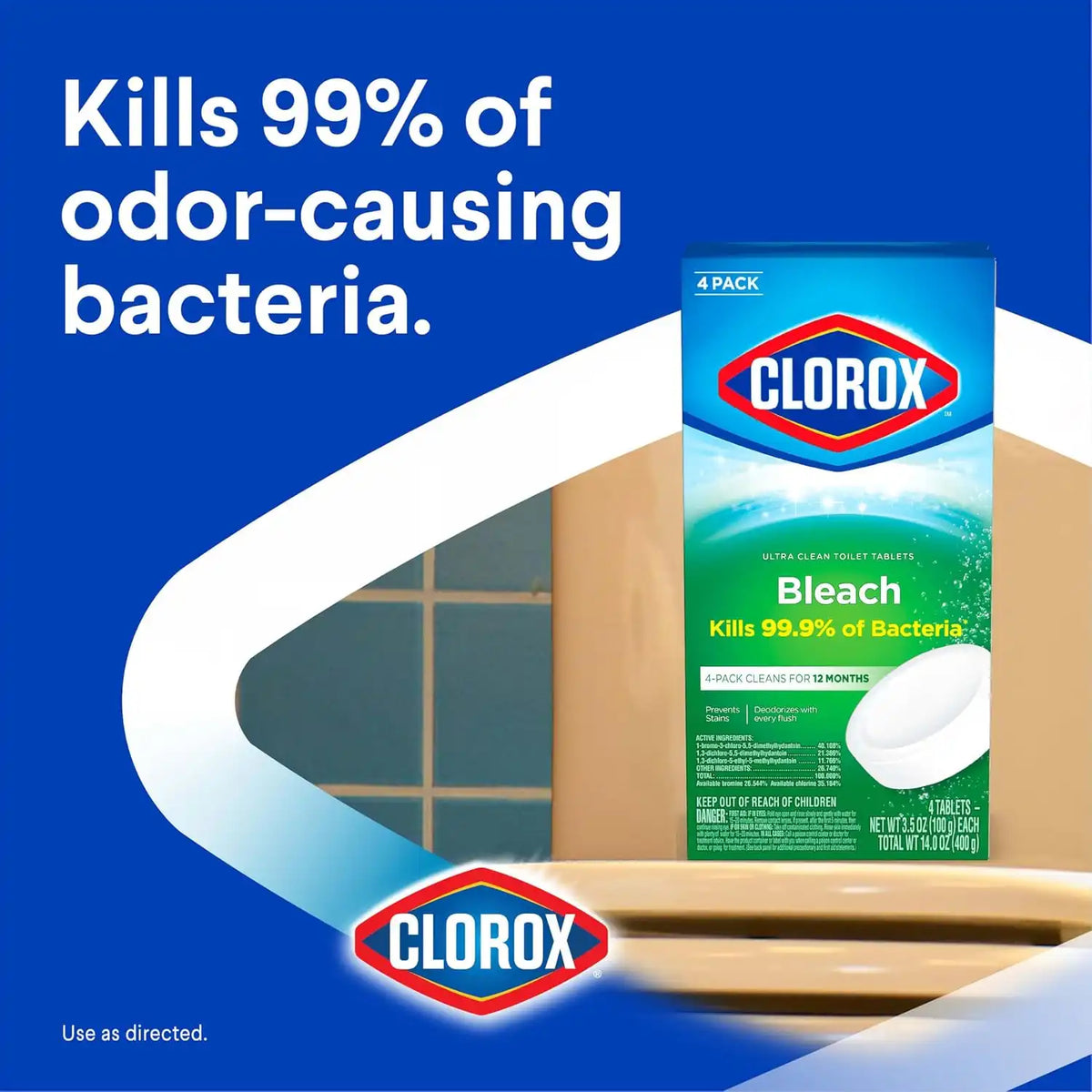 Clorox Ultra Clean Bleach Toilet Bowl Cleaner Tablets, 3.5 oz., 2 ct.