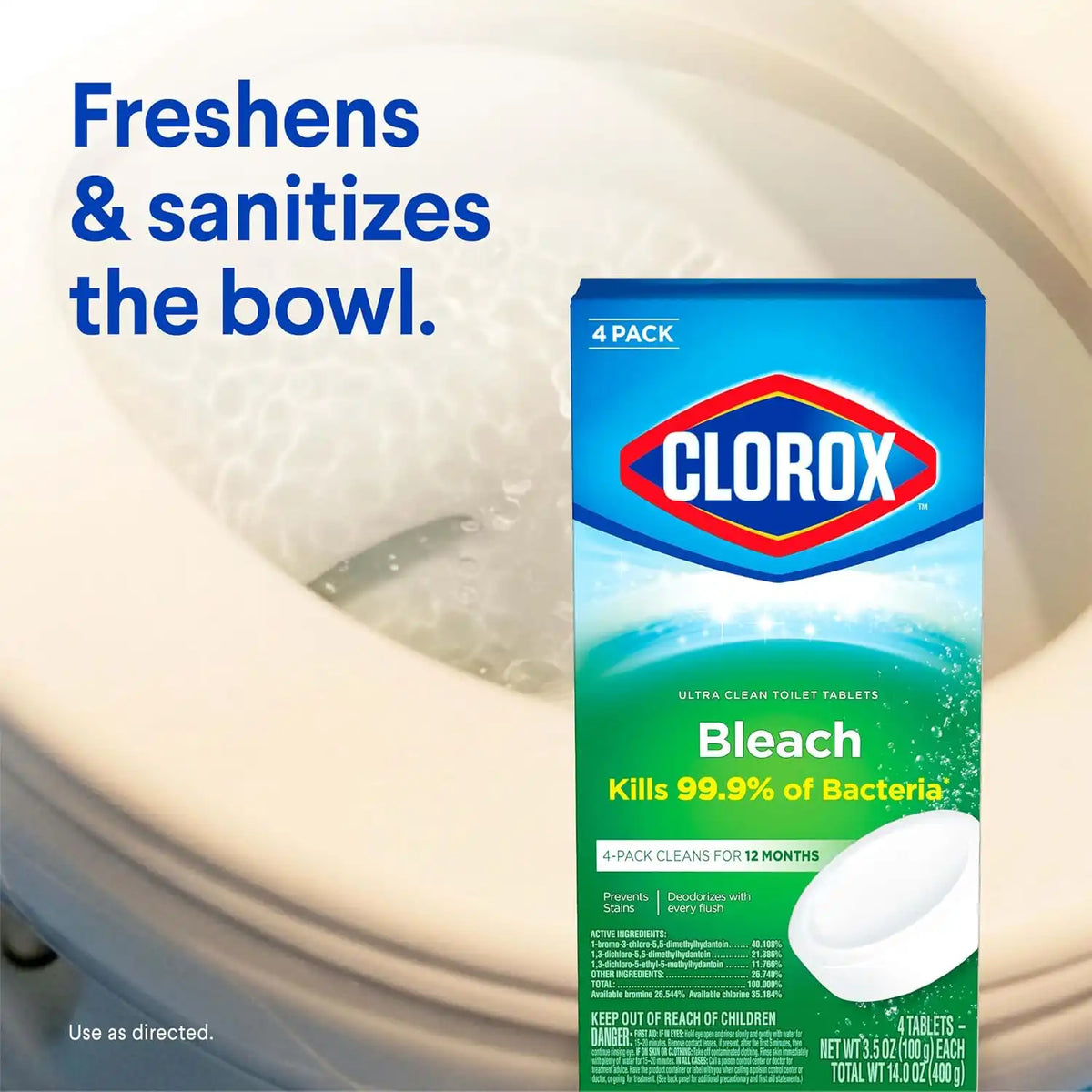 Clorox Ultra Clean Toilet Tablets Bleach, 3.5 oz., 4 Ct.