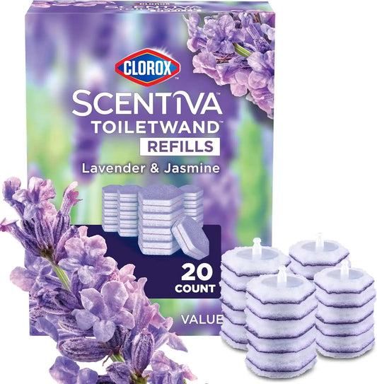 Clorox Scentiva ToiletWand Refills Value Pack, Lavender and Jasmine, 20 Ct.