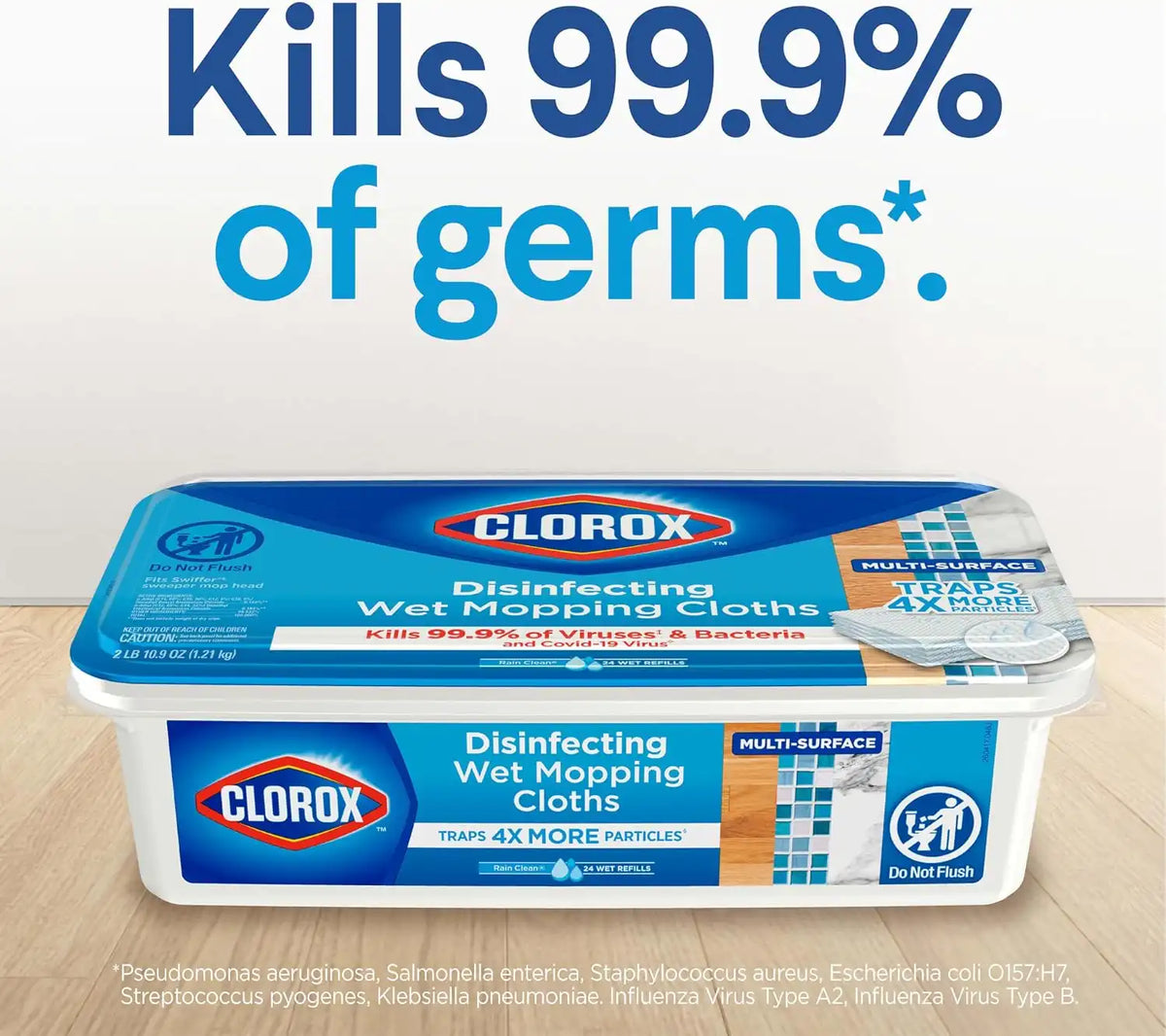 Clorox Disinfecting Wet Mopping Cloths, Rain Clean, 24 Ct., 2 Pack