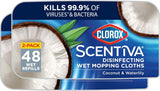Clorox Scentiva Disinfecting Wet Mop Pad, Coconut Waterlily, 24 Ct., 2 Pack