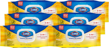Clorox Disinfecting Cleaning Wipes Flex Pack, Bleach Free, Crisp Lemon, 75 Count (Pack May vary)