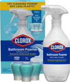 Clorox Bathroom Foamer Refillable Cleaner, Household Essentials, 1 Bottle and 3 Refill, Rain Clean, 1.13 Fl Oz